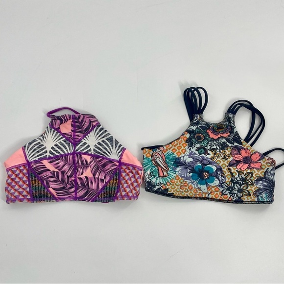 Maaji Girls High Neck Reversible Mix and Match Tie Back Boho Bikini Tops (2) L - Picture 1 of 9